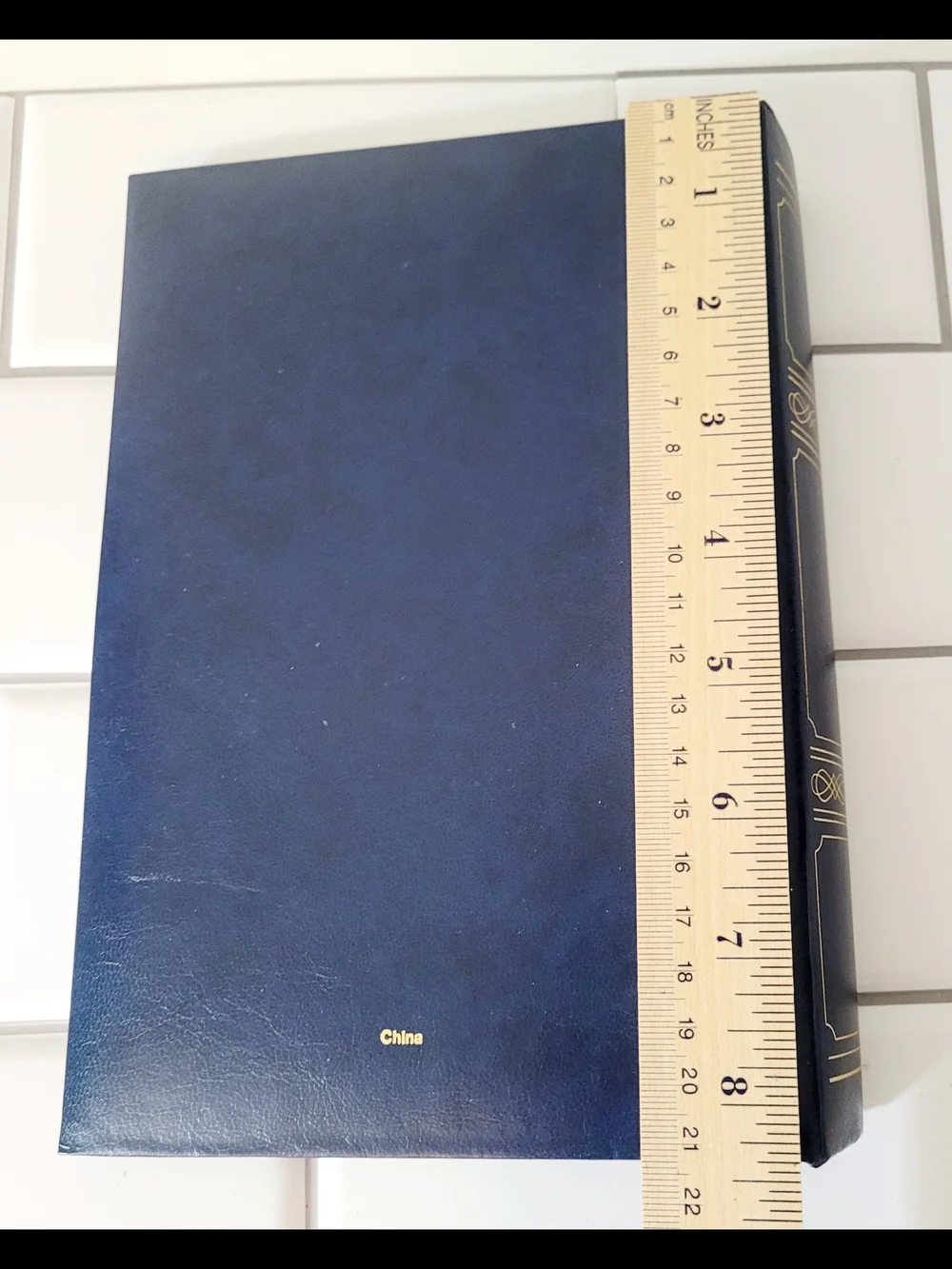 Source Unknown Navy Blue Photo Album with Gold Decorative Trim